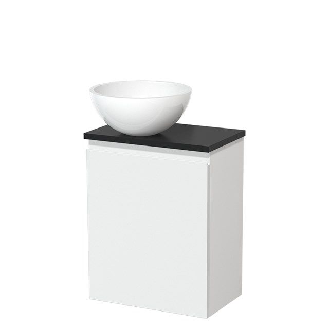 Maxaro Modulo Toiletmeubel 41 cm Mat Wit Greeploos - Mat Zwart Blad
