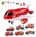 Avion de pompier - Set de jeu avec 6 voitures et panneaux de signalisation - Avion de pompier qui avance - Pour tout-petits à partir de 3 ans