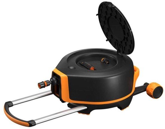 Fiskars X-Series™ XL Automatische Slanghaspel op Wielen - 20m + 7m Slang - 360° Draaibaar - Verrijdbaar met Telescopische Handgreep - Inclusief Koppelingen & Broes - 6411501512598