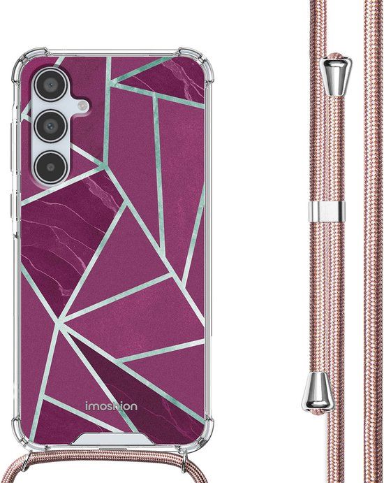 iMoshion Hoesje Samsung Galaxy A35 - Bordeaux Graphic - Met Koord