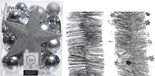 Kaemingk B.V. Décoration de Noël boules de Noël en plastique 5-6-8 cm avec étoile et guirlandes en aluminium argenté de 35 pièces