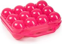 PLASTICFORTE Eierdoos - koelkast organizer eierhouder - 12 eieren - roze - kunststof - 20 x 19 cm