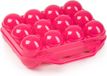 PLASTICFORTE Eierdoos - koelkast organizer eierhouder - 12 eieren - roze - kunststof - 20 x 19 cm