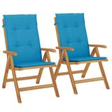 vidaXL Tuinstoel Terras Gecapitonneerde zitting Polyester Blauw