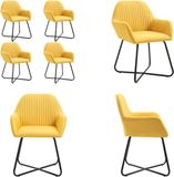 vidaXL Eetkamerstoelen 4 stuks stof geel