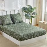 Drap-housse, 160 x 200 cm, pour lit double, 35 cm, grande hauteur de bonnet, avec 2 taies d'oreiller de 65 x 65 cm, microfibre souple, à motifs floraux