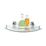 Avilia Hoekplank voor de douche, rek voor badkamer, keuken, slaapkamer, met schroeven en montageaccessoires, van gehard glas, verchroomd, 25 x 5,7 x 25 cm
