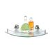 Avilia Hoekplank voor de douche, rek voor badkamer, keuken, slaapkamer, met schroeven en montageaccessoires, van gehard glas, verchroomd, 25 x 5,7 x 25 cm
