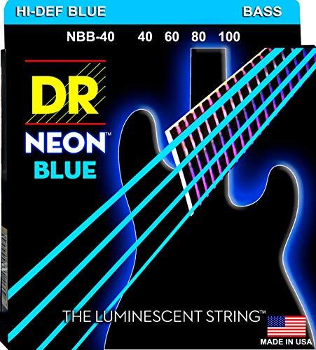 D&R Strings NBB40 40-100 Lite Set Handgemaakte Neon Hi-Def Blauw Gecoat Bass Strings