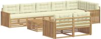 vidaXL - Buiten - bank - set - 9 - st - Wit - en - crèmekleurig - Polyester