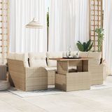 vidaXL Tuinbank Set met kussen 7 pcs beige en crèmekleurig