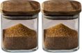 5Five Pot de stockage alimentaire - 2x pièces - verre avec couvercle en acacia - 600 ml - avec couvercle hermétique