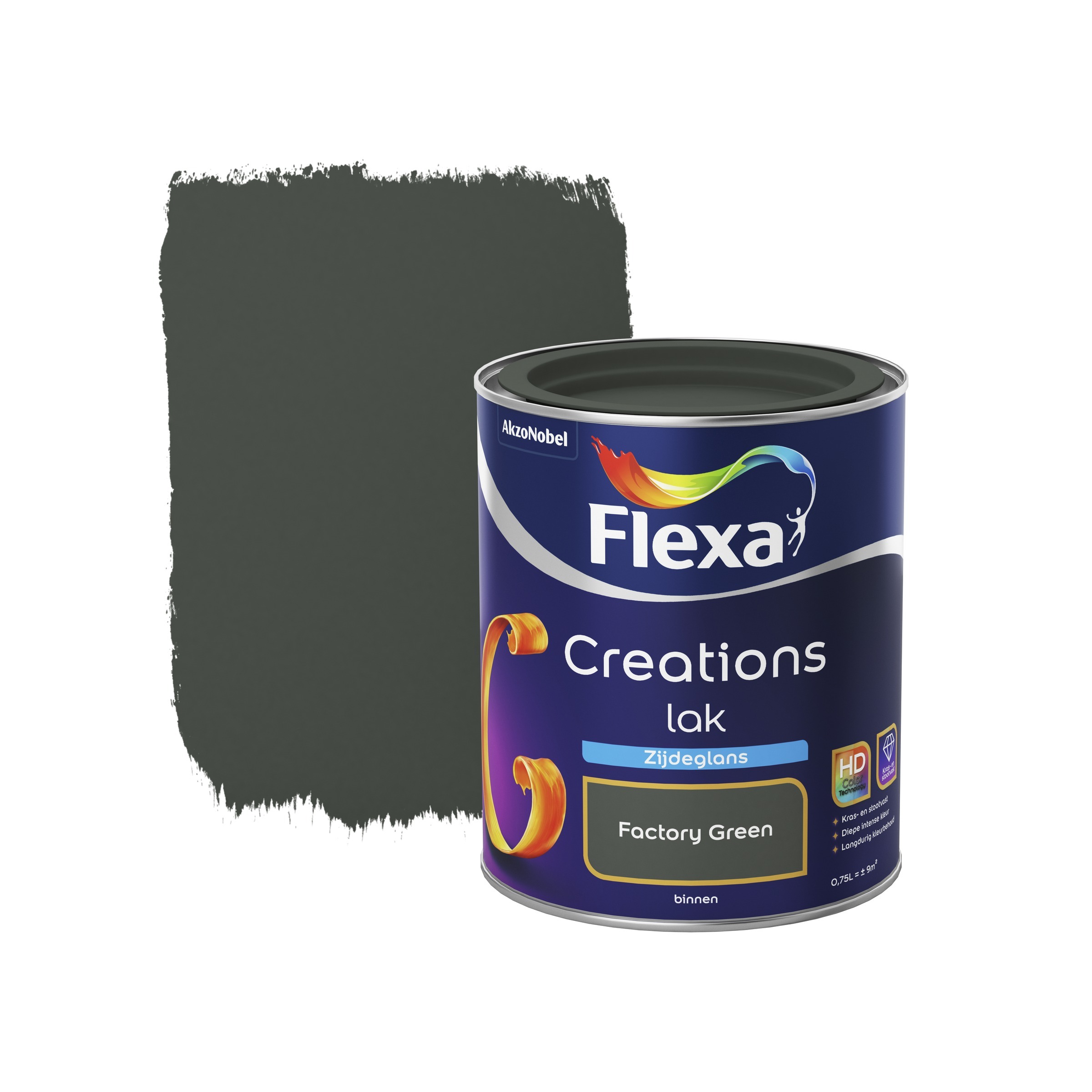 FLEXA Creations binnenlak factory green zijdeglans 750 ml