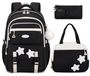 Sac d'école pour filles avec boîte à lunch et trousse, noir