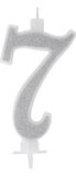 Cijferkaars glitter zilver nr. 7