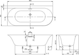 Villeroy & Boch Loop & friends back-to-wall bad 180x80cm links Acryl Wit Alpin glans uba180lof9cl00v-01