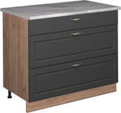 Vicco Keukenonderkast Fame-Line, Anthrazit-Gold Landhaus/Goudkleurig Eiken, 100 cm, WB Marmer