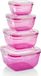 Grizzly Set van 4 vierkante vershouddozen (0,5 l, 0,9 l, 1,5 l, 2,4 l), kunststof, 100% luchtdicht, magnetronbestendig, Berry