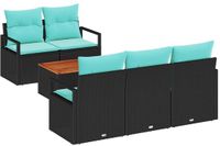 vidaXL Tuinbankenset 6-delig Zwart Polyrattan