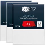 Artina Akademie – Set van 3 Schilderdoeken Canvas 50x60 cm – Spieraam van FSC® Hout – Wit Canvas 100% Katoen – 280 g/m