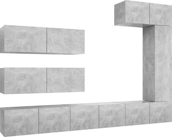vidaXL 7-delige Tv-meubelset bewerkt hout betongrijs