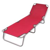 VidaXL Ligbed Inklapbaar Gepoedercoat Staal Polyester Rood