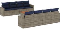 vidaXL 9-delige Loungeset met kussens polyrattan grijs