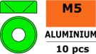 Revtec - Rondelle en aluminium - pour vis à tête fraisée M5 - OD=12mm - Vert - 10 pcs