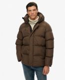 Superdry Middellange Sport Pufferjas met Capuchon Heren Slate Brown XXL