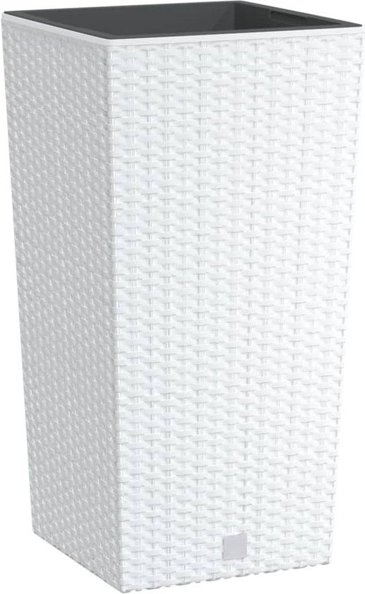 vidaXL Plantenbak met uitneembare bak rattan-look 26.5 cm PP wit