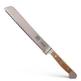 GÜDE Solingen Broodmes linkshandig gesmeed, 21 cm, vaten eikenhout, ALPHA VAT EIKEN, dubbele bolster, Handgemaakt Duitsland