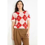 LOLALIZA Red Checked Knit Top