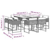 vidaXL 9-delige Tuinset met kussens, poly rattan, grijs