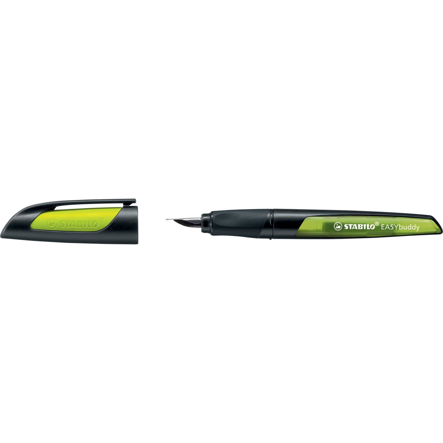 Stabilo Easybuddy School Pen - Black/Lime - Includes 1 Standard Cartridge