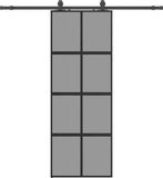 vidaXL Schuifdeur met beslagset, 76x205 cm, gehard glas, zwart