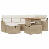 vidaXL - Tuinbank - Set - 7 - st - Beige - poly - rattan