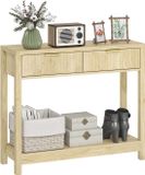 HOMCOM Consoletafel - Spaanplaat, MDF - 90x30x76 cm - Natuurlijk hout