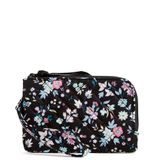 Vera Bradley Katoenen damesportemonnee met dubbele ritssluiting en RFID-bescherming, botanisch patroon, één maat