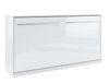CONCEPTION Lit mural escamotable 90x200 cm blanc/blanc brillant (horizontal)