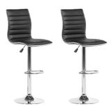 Beliani LUCERNE - Tabouret de bar - Noir - Similicuir - Réglable