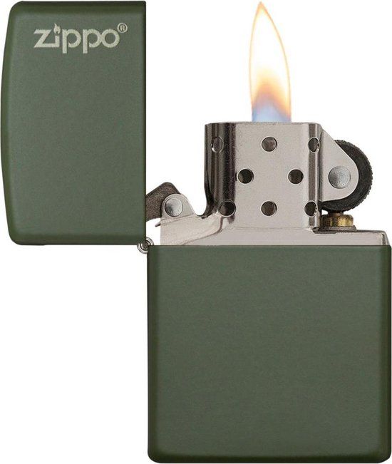 Zippo Aansteker Green Matte with Logo - 0041689113476