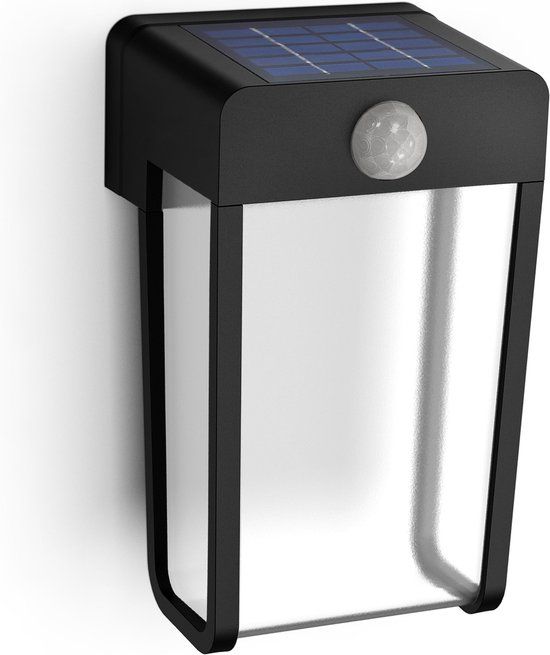 Philips Shroud Solar Wandlamp Buiten - LED - Zwart - Helder Glas - IP44