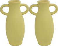 Countryfield Amphora vaas - 2x stuks - geel terracotta - D12 x H20 cm