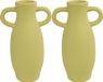 Countryfield Amphora vaas - 2x stuks - geel terracotta - D12 x H20 cm
