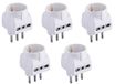 Electraline 92296 Set met 5 adapters 3 plaatsen, 1 Schuko + 2 tweewaardige 10/16 A, wit, 5 stuks