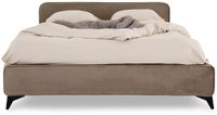 IDIMEX Gestoffeerd bed LAVORO 140x200 cm met lattenbodem & fluweel – greige