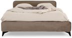 IDIMEX Gestoffeerd bed LAVORO 140x200 cm met lattenbodem & fluweel – greige