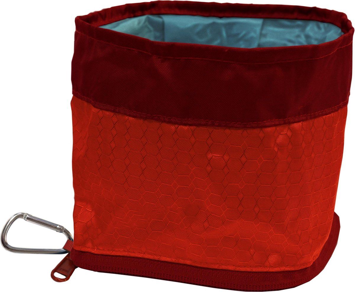 KURGO Zippy Bowl - Compacte lichtgewicht en opvouwbare voer-/drinkbak voor honden voor onderweg - Rood