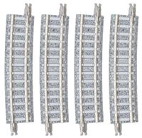 Tomytec 4 rails, gebogen, in grindbed, 7,5°, R 541 mm - modelspoorbaan rollend materiaal - spoor: N