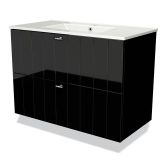 Maxaro Badkamermeubel 90cm Modulo Hoogglans Zwart 2 Lades Lamel Wastafel Keramiek